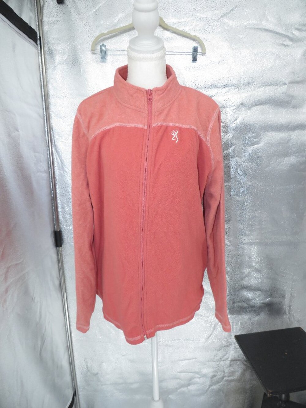 Browning Fleece Jacket Coral sz 2XL Full Zip Womens Outdoor Layer Buckmark Logo